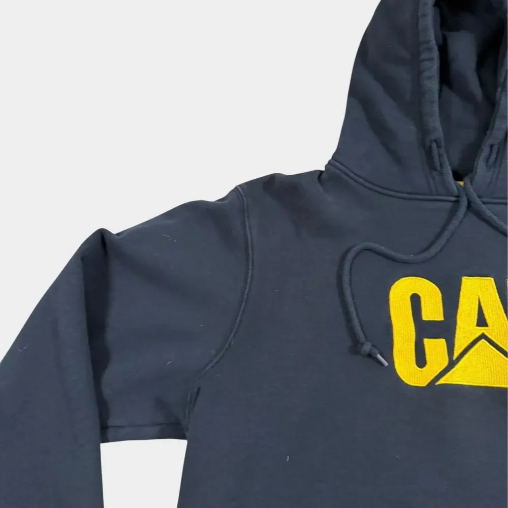 Caterpillar CAT Hoodie Men XL Black Yellow Embroidered Logo Workwear Sweatshirt - Picture 5 of 11